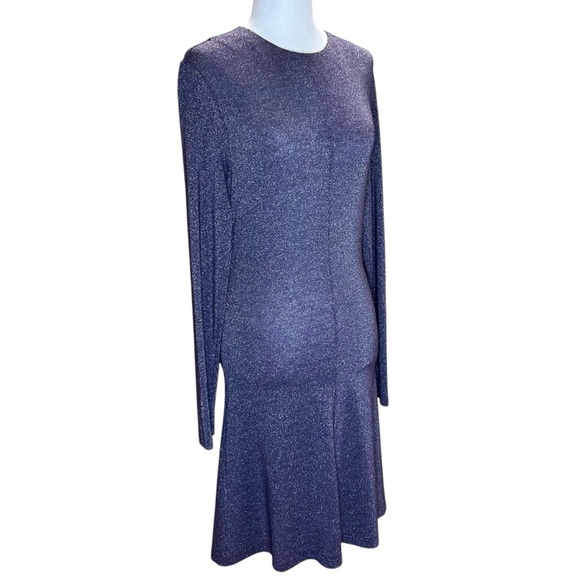 Musier Paris - Mini, Long Sleeve, Shimmer Knit Dress - Size 4-US (36 FR) Purple - Picture 8 of 17